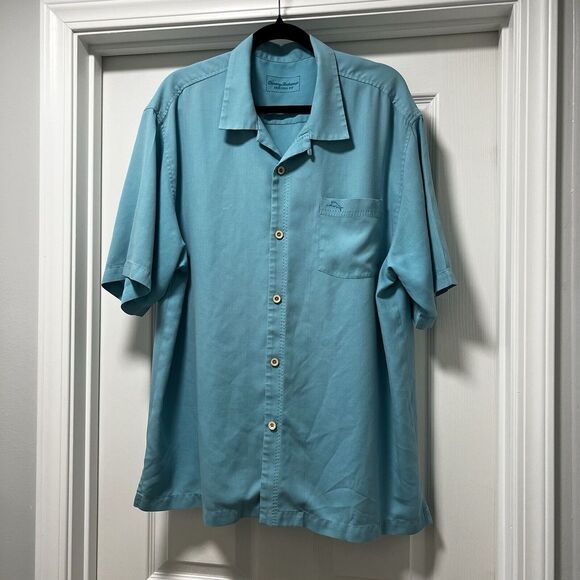 Tommy Bahama Other - Tommy Bahama short sleeve button down turquoise men's XL silk blend lightweight